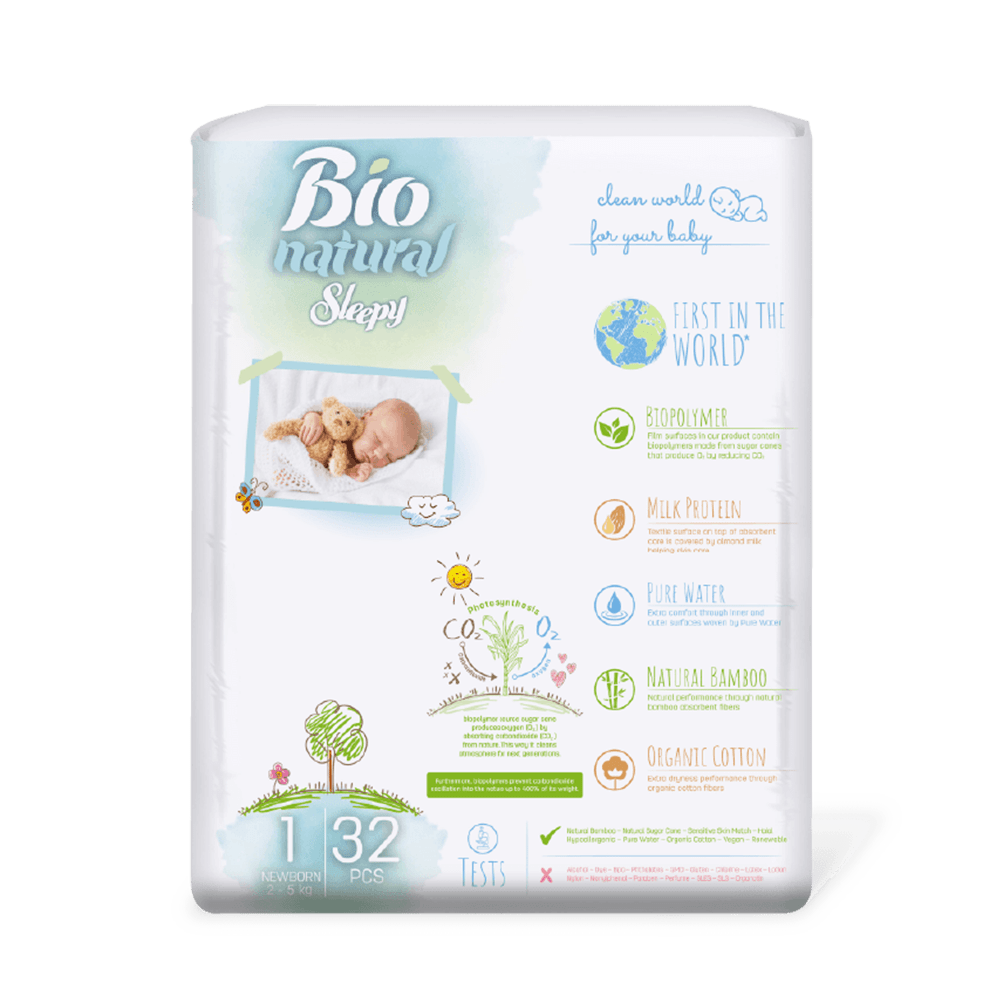 Bio Natural 1 Newborn 32 Pieces (2-5 Kg)